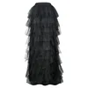 Women Black Mesh Skirt Gothic Steampunk Party Halloween Clothing Tuxedo Skirt 2