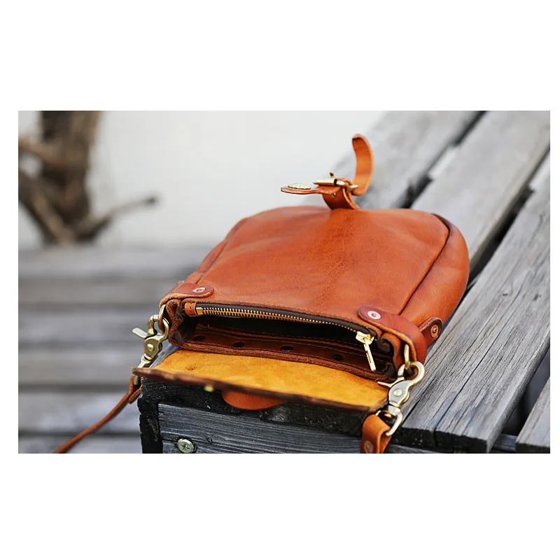 Vintage designer high quality genuine leather men's small mobile phone bag fashion casual luxury real cowhide shoulder bag