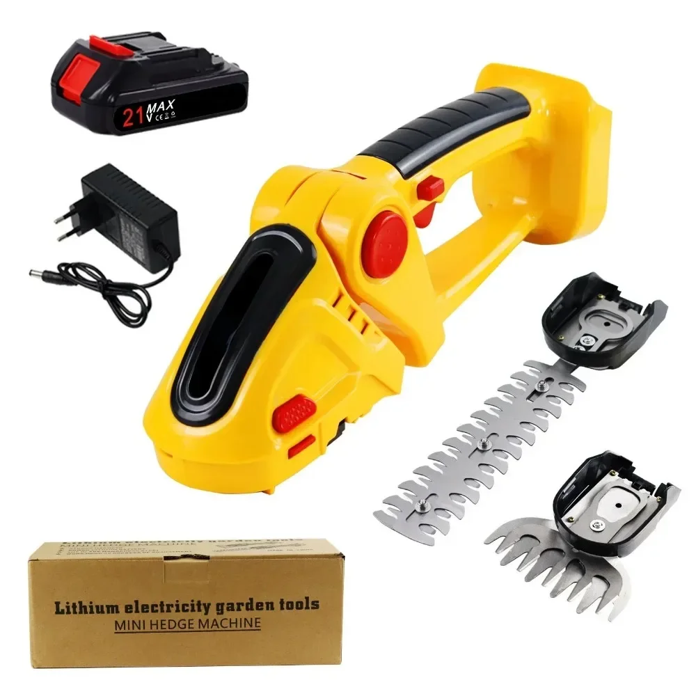 21V 2 in 1 Electric Battery Pruner Electric Hedge Trimmer 20000rpm Household Wireless Lawn Mower Pruner Garden Bush Scissors 2