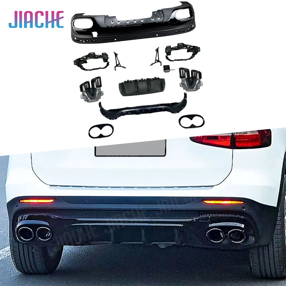 

Диффузор, губа на задний бампер ABS для Mercedes Benz GLB X247 GLB180 200 GLB35 AMG 2019 + задний спойлер, выхлопные наконечники из нержавеющей стали