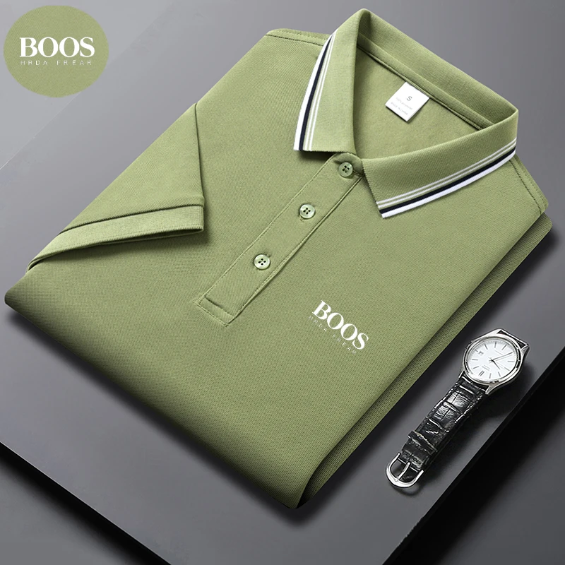 Polo d'été brodé en soie glacée pour hommes, T-Shirt à manches mi-longues, sans marquage, décontracté, fin et respirant 1 Polo d'été brodé en soie glacée pour hommes, T-Shirt à manches mi-longues, sans marquage, décontracté, fin et respirant 1