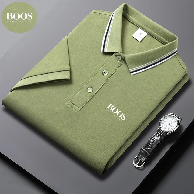 Polo d'été brodé en soie glacée pour hommes, T-Shirt à manches mi-longues, sans marquage, décontracté, fin et respirant 1