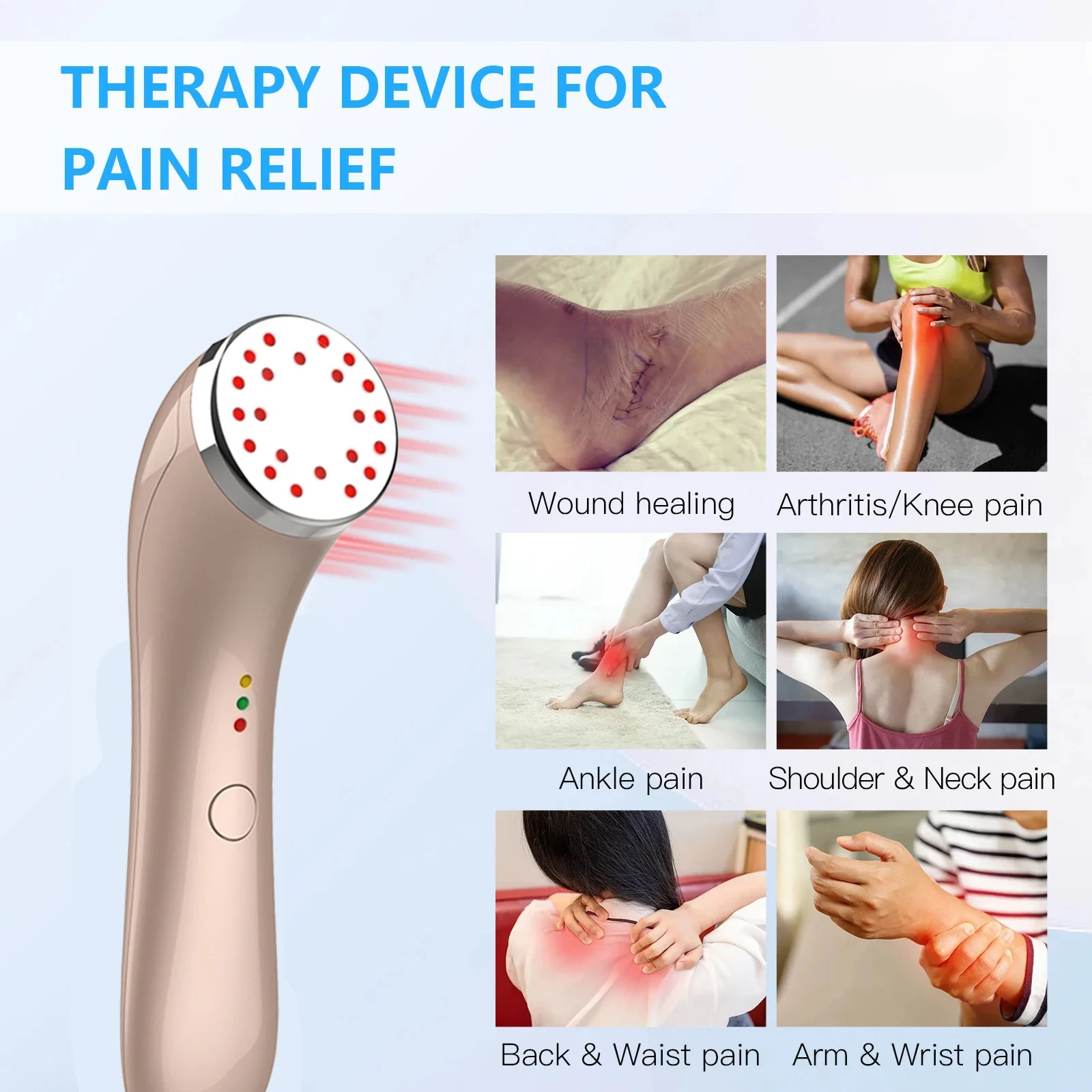 Cold Laser Therapy Device 650nm 850nm Sport Injuries Sciatica Heel Spurs Neck Pain Relief Pet Red Light Therapy