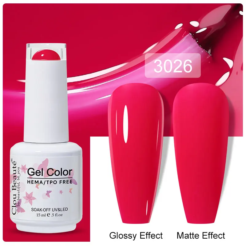 Clou Beaute 15ml Black Red Semi-Permanent Gel Nail Polish