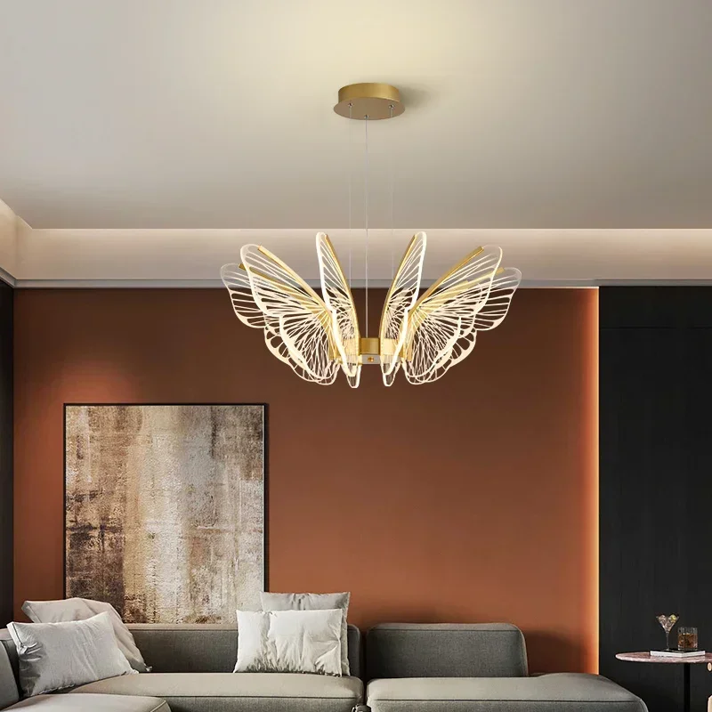 Morden LED Butterfly Ceiling Chandeliers Luxury Pendant Lamps For Living Room Bedroom Home Decor Hanging Lights Luster Fixtures