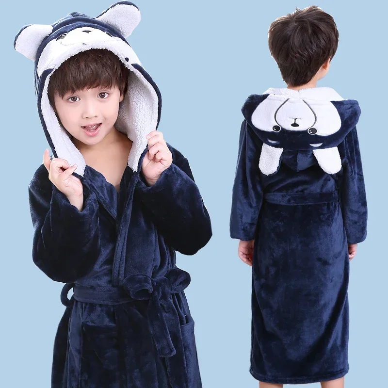 Kids Bathrobe for Boys Spring Winter Swimming Clothing Blue Stars