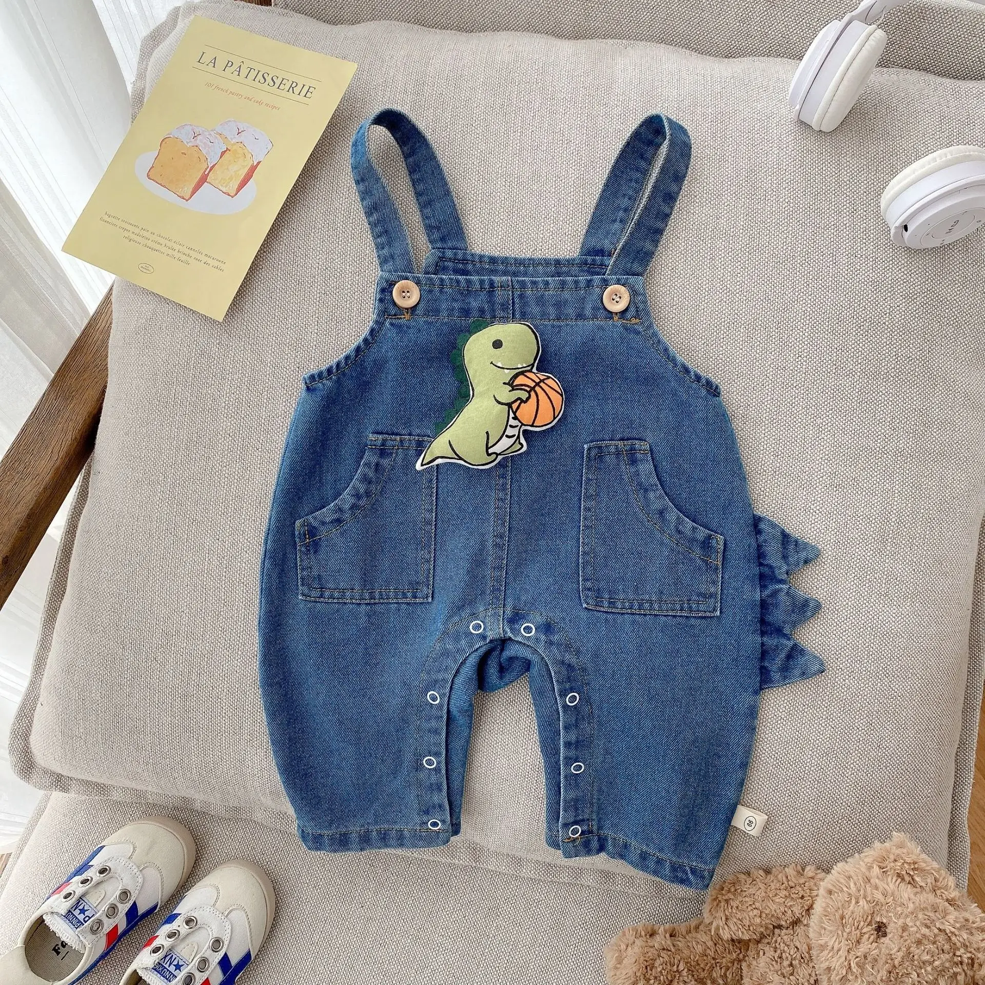 

Baby & Little Boys Cartoon Dinosaurs Blue Cute Denim Overalls Jean Workwear Jumpsuits & Rompers Pants
