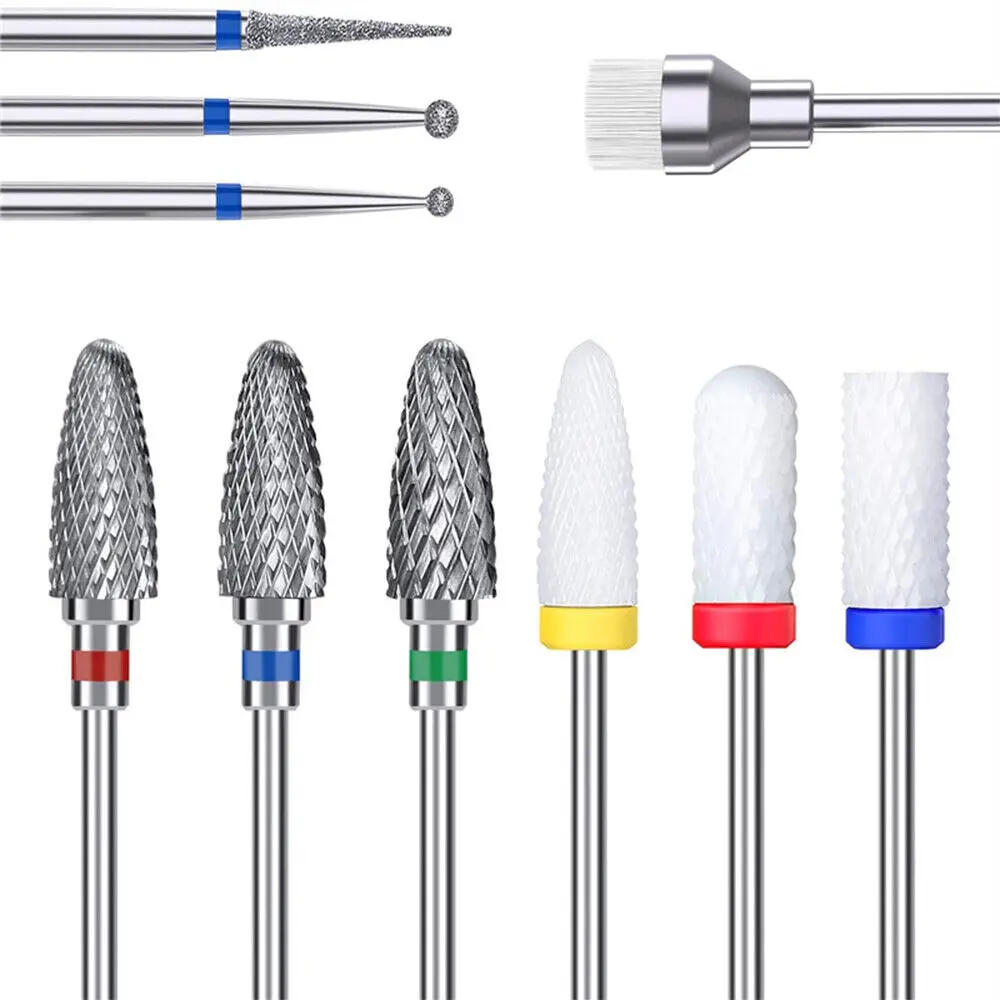 10pcs Professional Tungsten Carbide Acrylic Nail File Bits Nail Art Tools For Electric Manicure Machine Home Salon Use 2