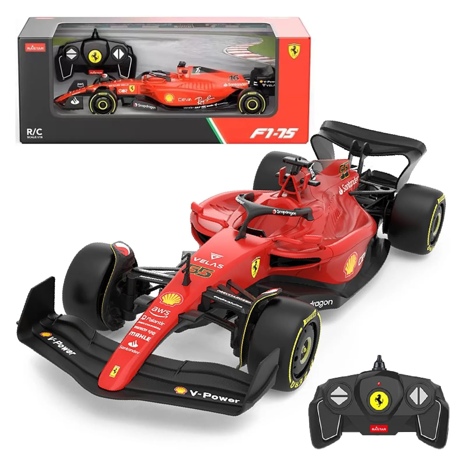 Rastar-coche teledirigido con licencia oficial de Ferrari F1 75, escala 1:18, adecuado para adultos y niños, regalo de Ideas de cumpleaños