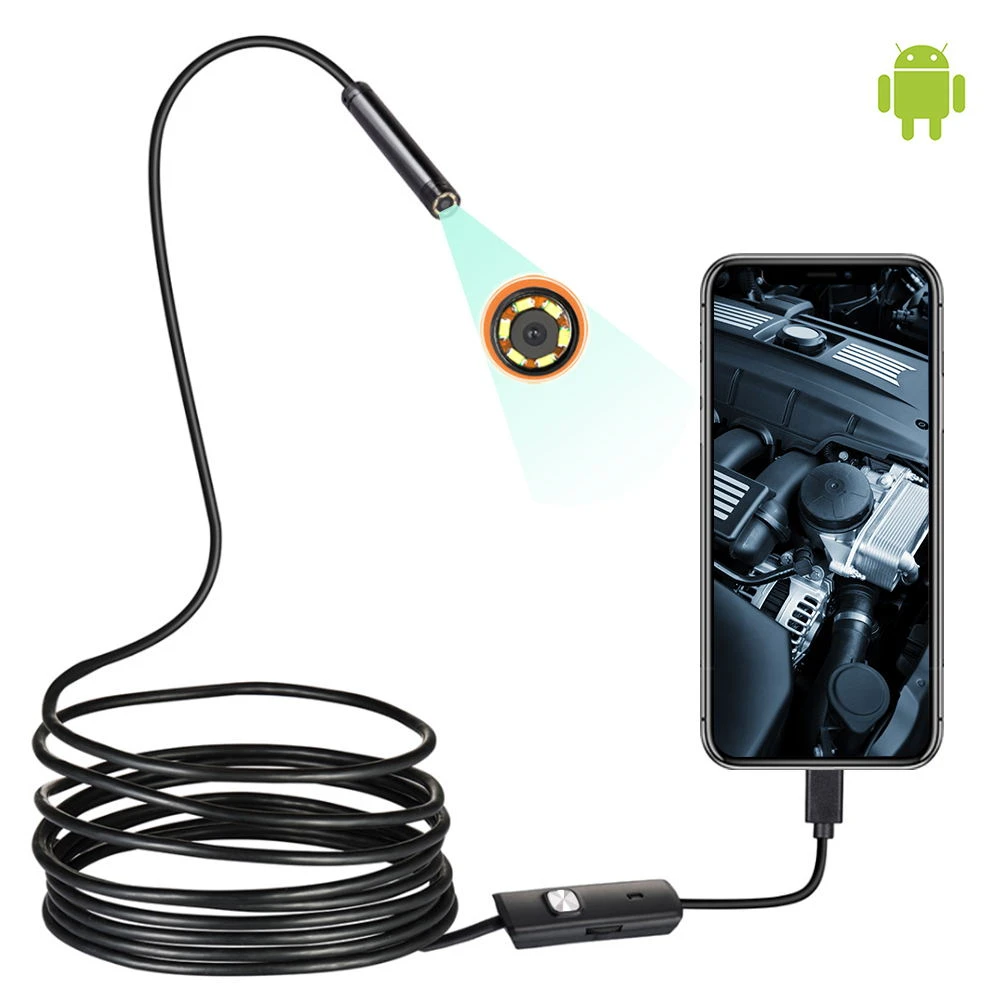 Mini Endoscope Camera Waterproof Endoscope Borescope Adjustable Soft Wire 6 LEDS 7mm Android Type-C USB Inspection Camea for Car best vintage camcorders