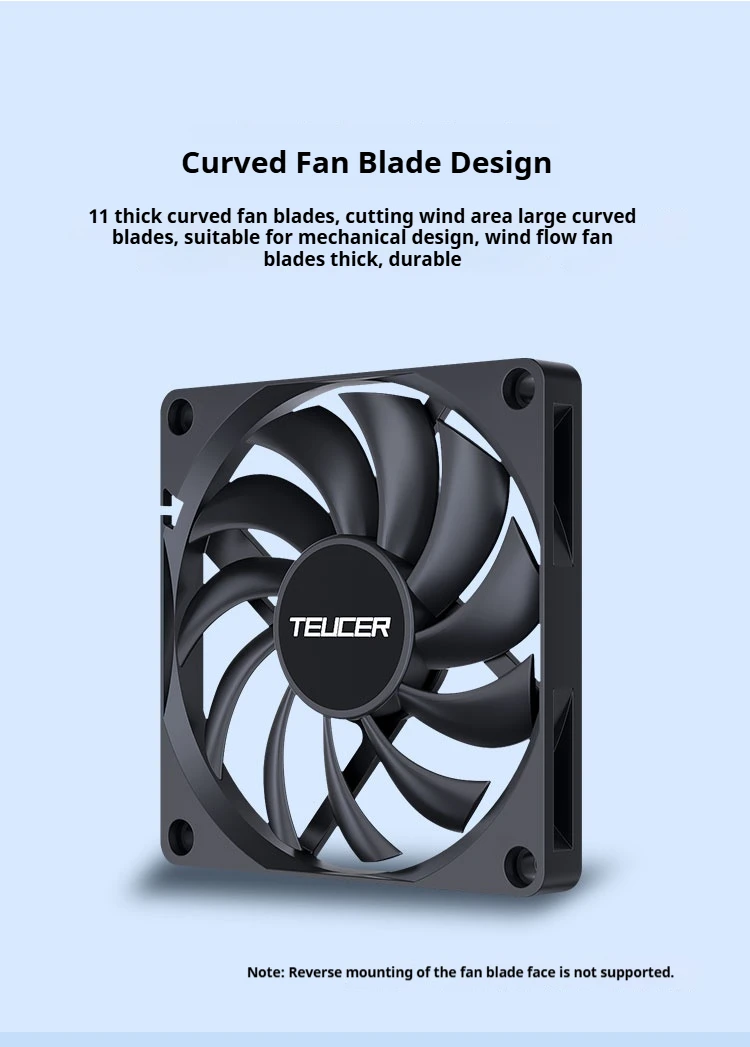 UT-8010 80mm PC Fan, 800-3000RPM 4Pin PWM 11 blade silent Cooling Fan