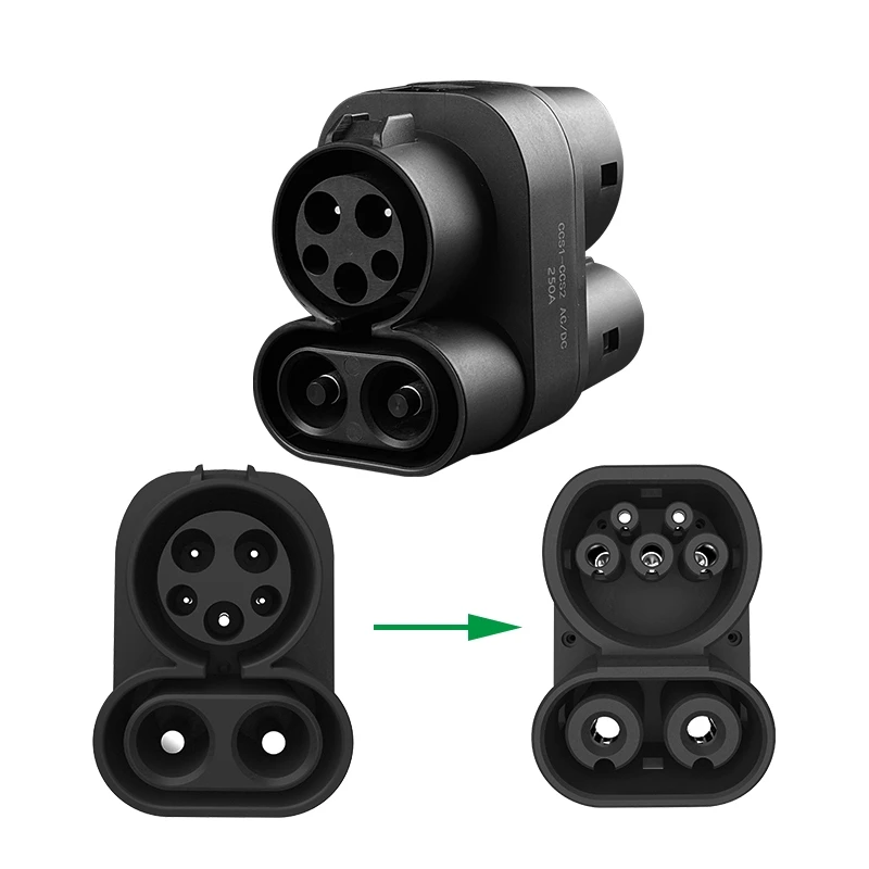 CCS1 to CCS2 Adapter EV Charger Adpater DC 1000V 250A and EV Charger Connector Type 1 to Type 2 Adapter SAE j1772 IEC62196