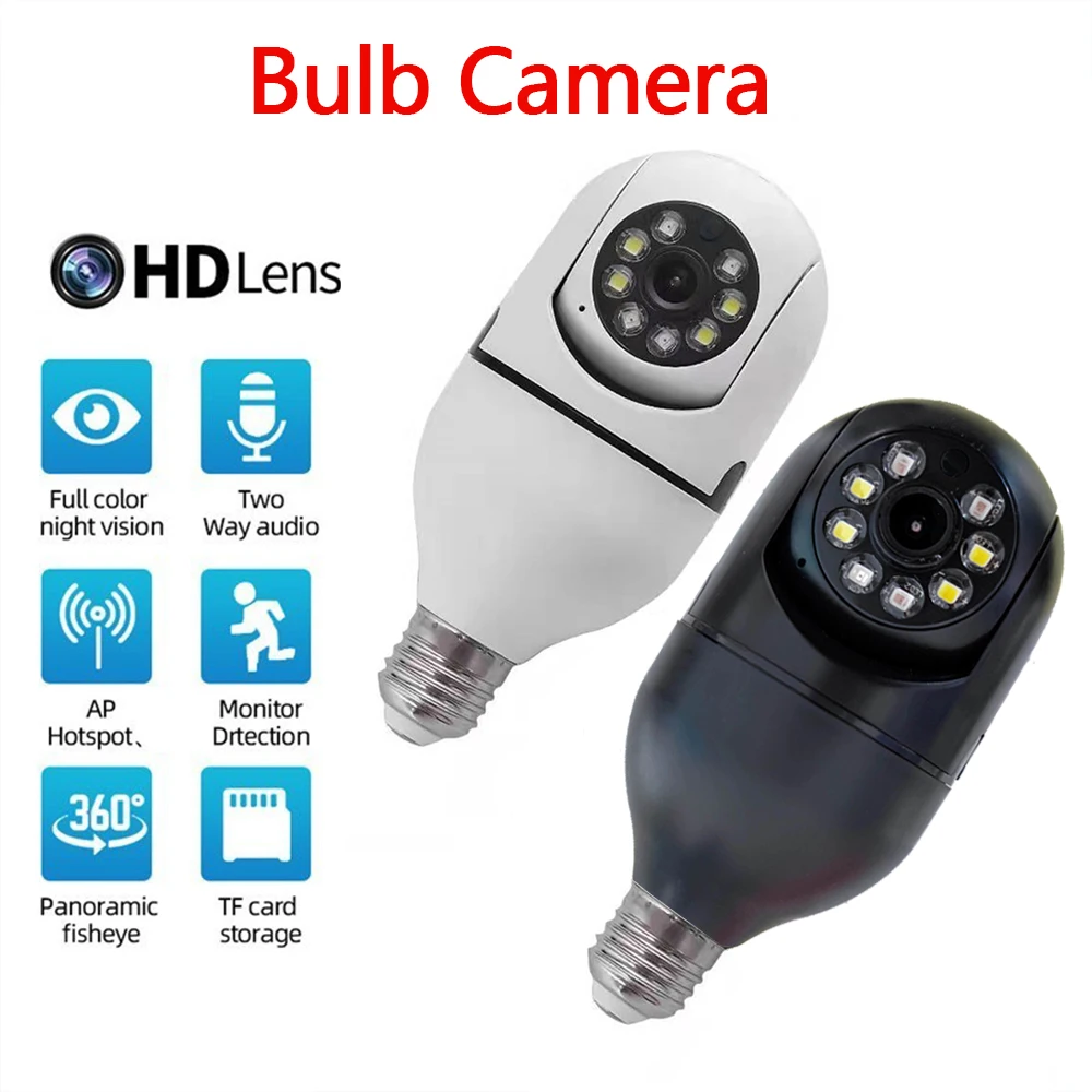 YIlot 2MP E27 Bulb Camera Wifi Surveillance Camera Night Vision Full Color Auto Rotating Wireless Surveillance Security Monitor 1