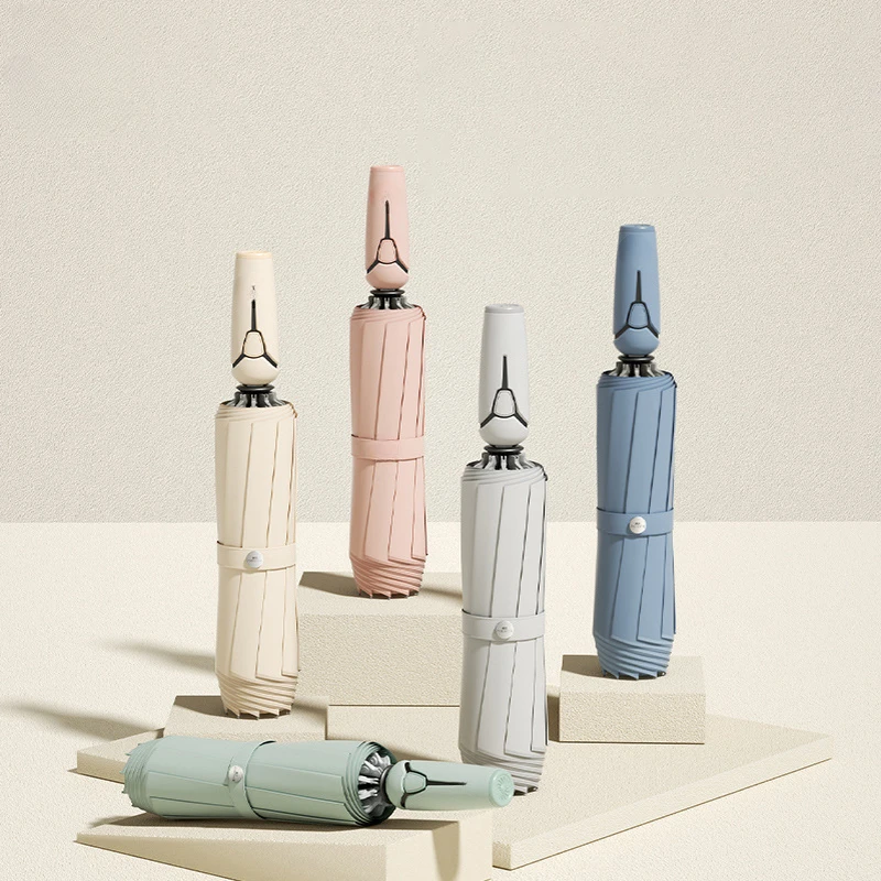 

Luxury Full Automatic Reverse Umbrella With Refective Strip Wind Resistant Sunshade for Trip Oversized Folding Umbrella