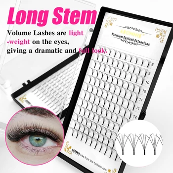ABONNIE Premade Volume Fans Long Stem Short Stem Russian Volume Eyelash Extension Faux Mink Premium 3D/4D/5D/6D All Size Lashes 1