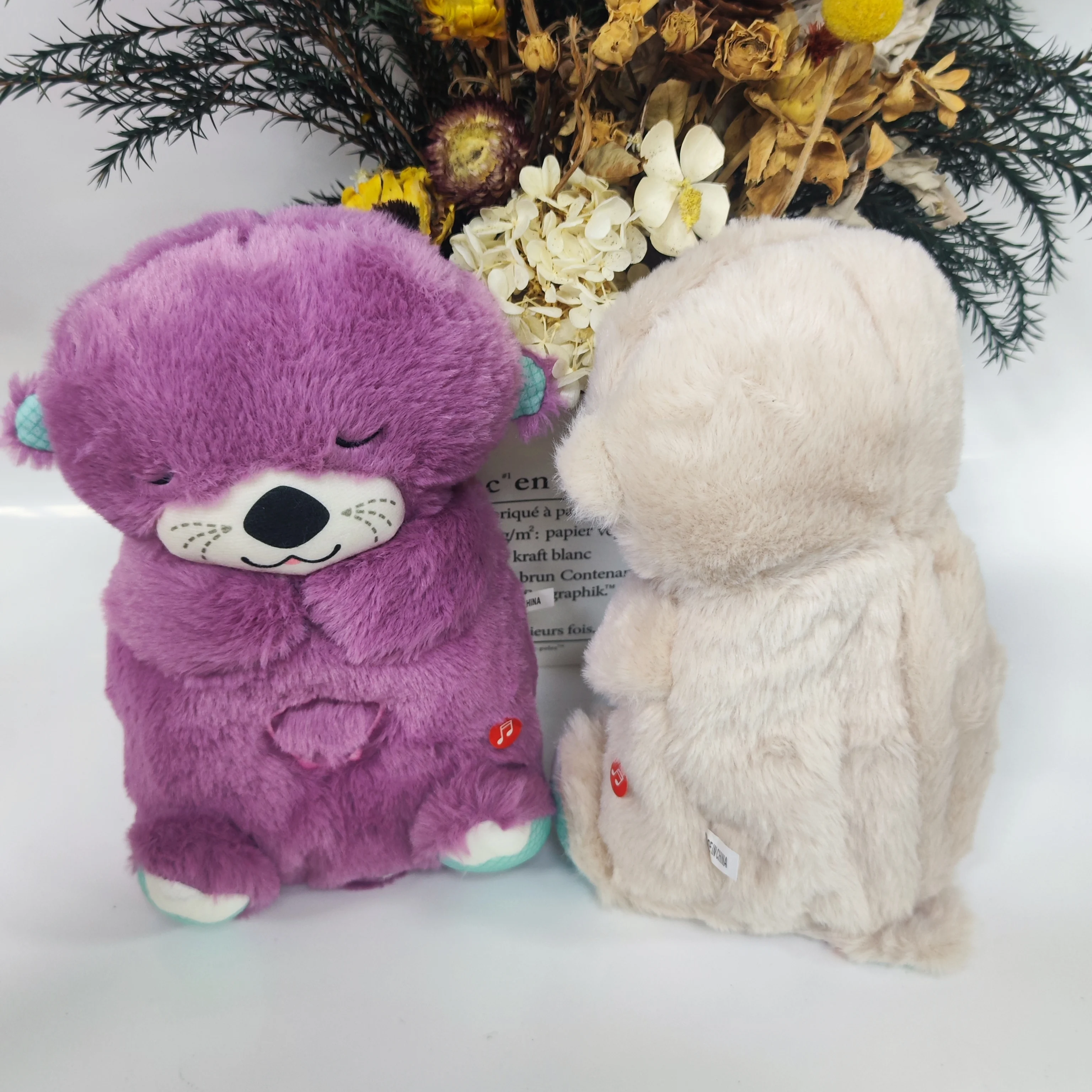 Plush Toy Baby Music Breathing Bear Soothing Otter Doll