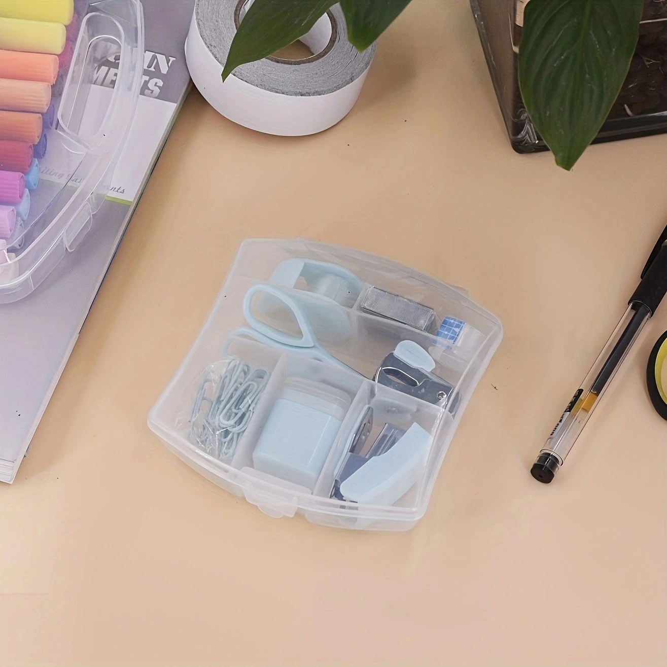 1 Set Mini Stapler Mini School Supply Kits Mini Office Supply Kits, Includes Mini Stapler,Scissors, Staple Remover, Staples, Tap - 5