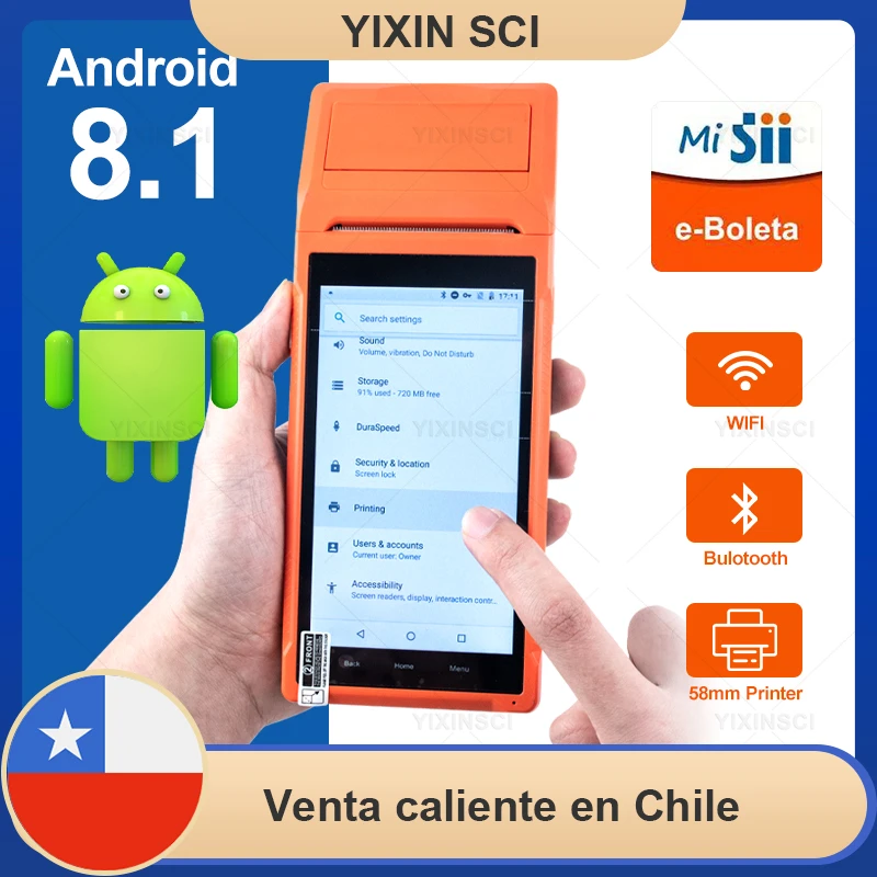 Chile PDA POS Bluetooth Thermal Receipt Printer 3G WiFi Handheld Terminal Device For Imprimir Boleto Comercial SII E-Boleta