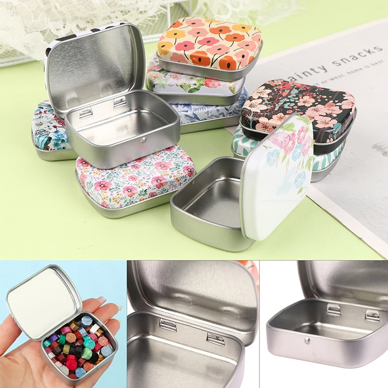 Portable-Mini-Metal-Hinged-Tin-Box-with-Lid-Rectangular-Container-Small ...