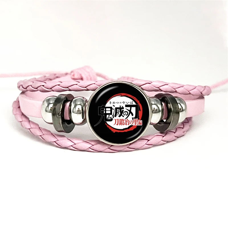 Anime Demon Slayer Braided Bracelet Cosplay Season 3 Swordsmith Village Prop Kamado Tanjirou Nezuko Figure Couple Bracelets Gift 6