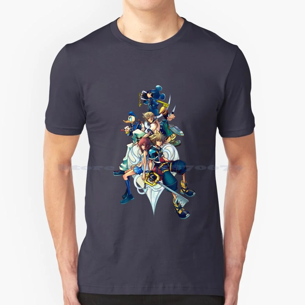 Kh2 V2 T Shirt 100% Cotone Tee Kh2 Kh3 Kingdom Hearts Catena Di Ricordi Sora Riku Kairi Aqua Ventus Tera Vainitas Ps2 Ps3 Ps4