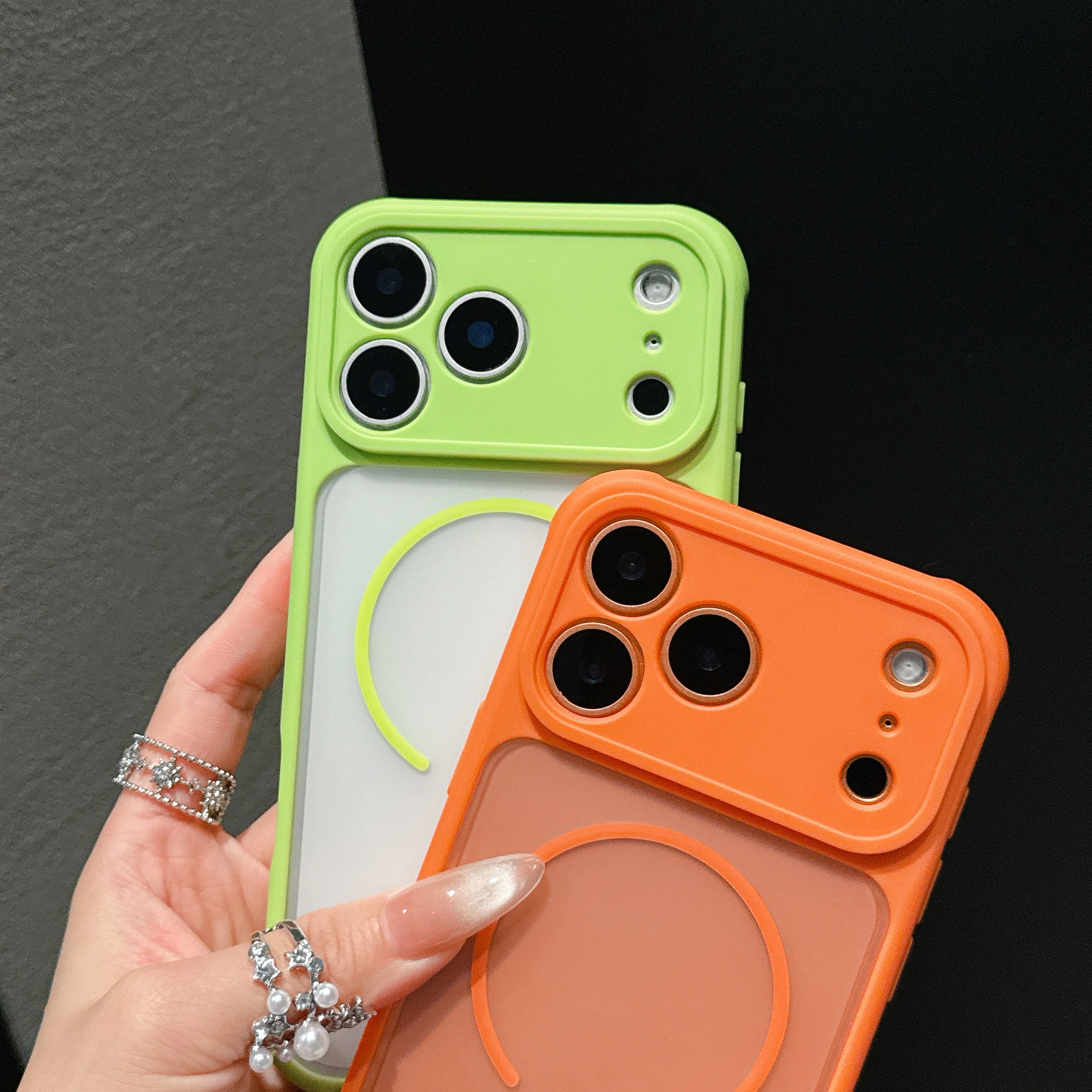 Rugged Armor Shockproof Matte Translucent Phone Case with MagSafe Compatibility