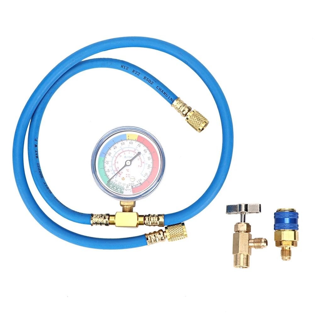 R134A Recharge Measuring Hose Can Tap Gauge Refrigerant Charging Pipe