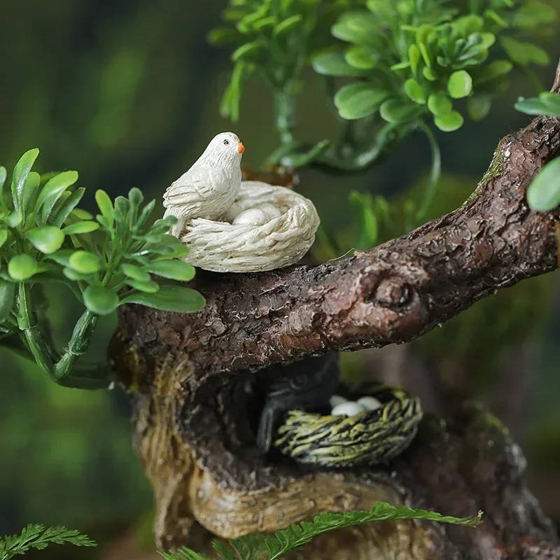 Kawaii Bird Figurines Resin Artificial Birds Bird Nests Mini