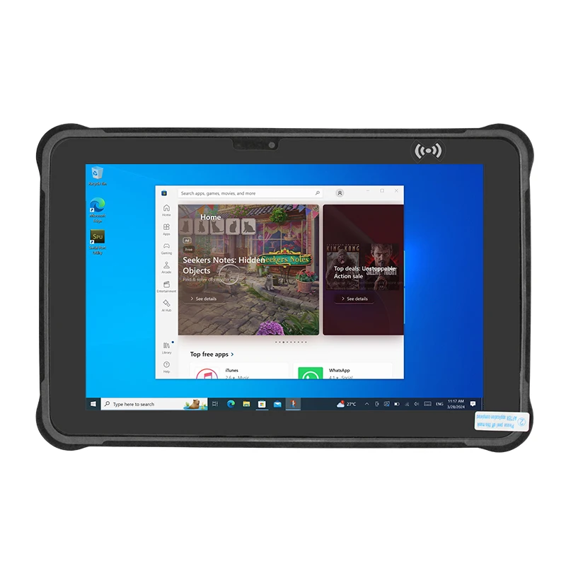 10.1인치 견고한 Windows 태블릿, 8GB/256GB, 450니트 IPS, 1D/2D 바코드 스캐너, IP65 방진