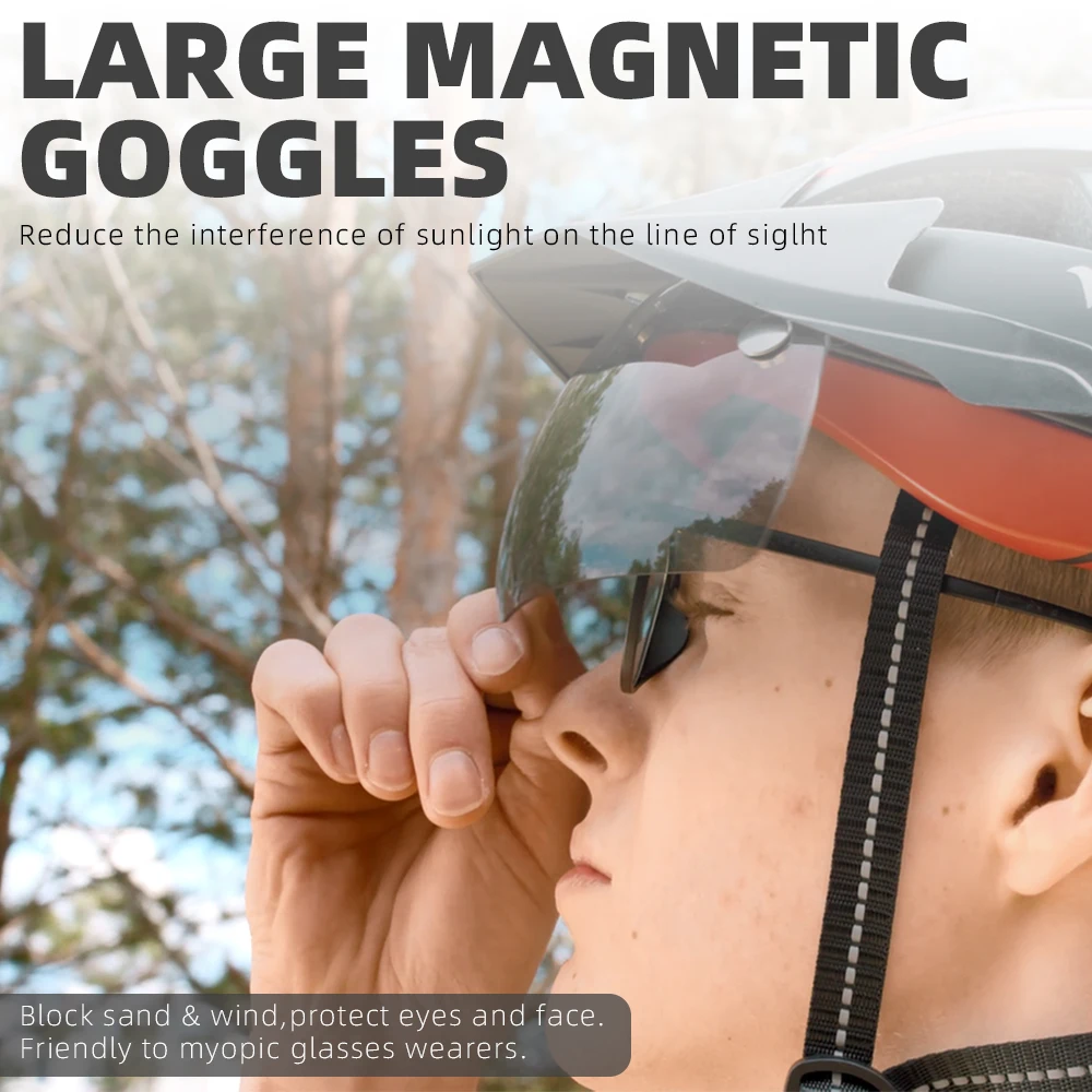 Casco Bici Leggero Con Visiera E Occhiali Magnetici - Luce LED Ricaricabile, Taglia M/L/XL Per Uomo E Donna - Foto 7