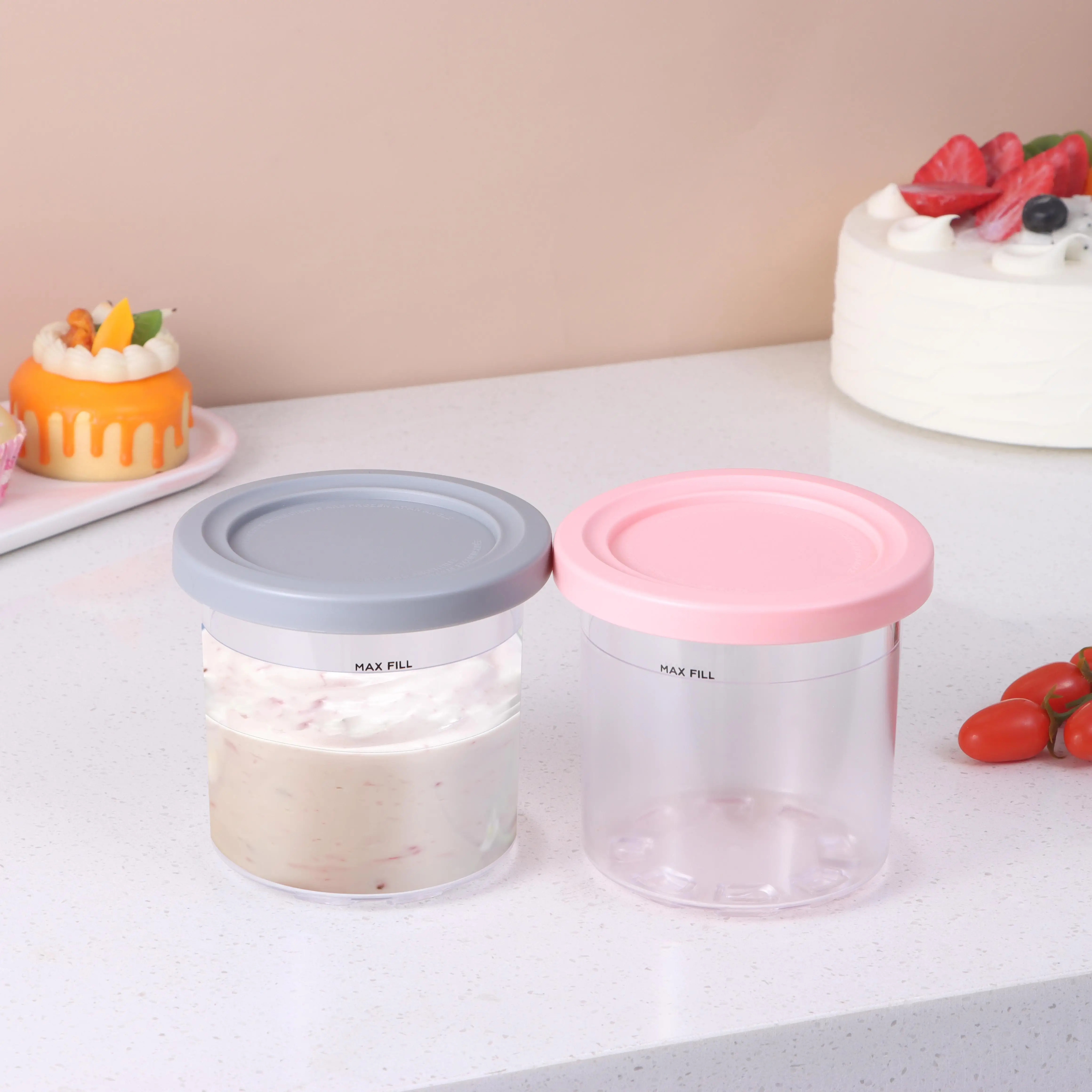 Ice Cream Containers with Lids 1/2/4pcs for Ninja Creami Pints Nc301 Nc300 Nc299amz Maker