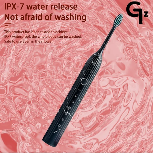 GeZhou-N105 성인용 음파 전동 칫솔, 타이머 브러시, USB 충전식 전동 칫솔, 교체 브러시 헤드 8 개 포함 3