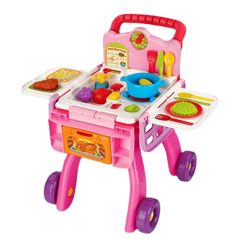 

Zl Mini Kitchen Shopping Cart Girls' Toys Play House Cooking Children's Gift