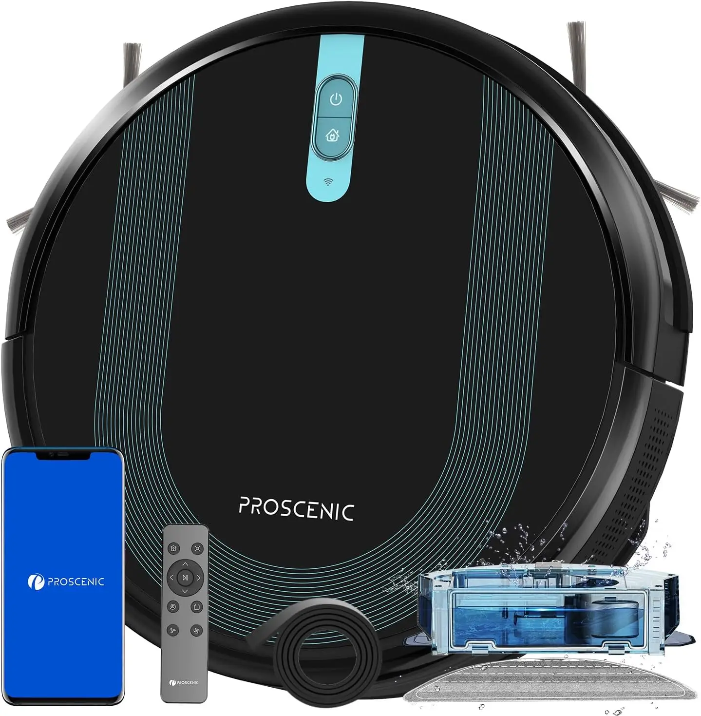 proscenic 850T Robot Aspirador y Fregasuelos, Robot Aspirador 3000Pa, Versión Nueva, Potente para Mascotas, Navegación Inteligente,Depósito Mixto 2 en 1, Control por Siri, App, Alexa y Google Home