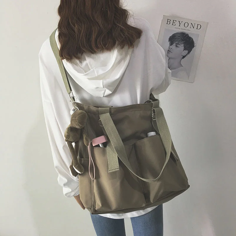 Waterproof Oxford Large Capacity Canvas Girl Shoulder Hand Bucket Bag Basket Female Crossbody Bags For Women Casual Tote Purses