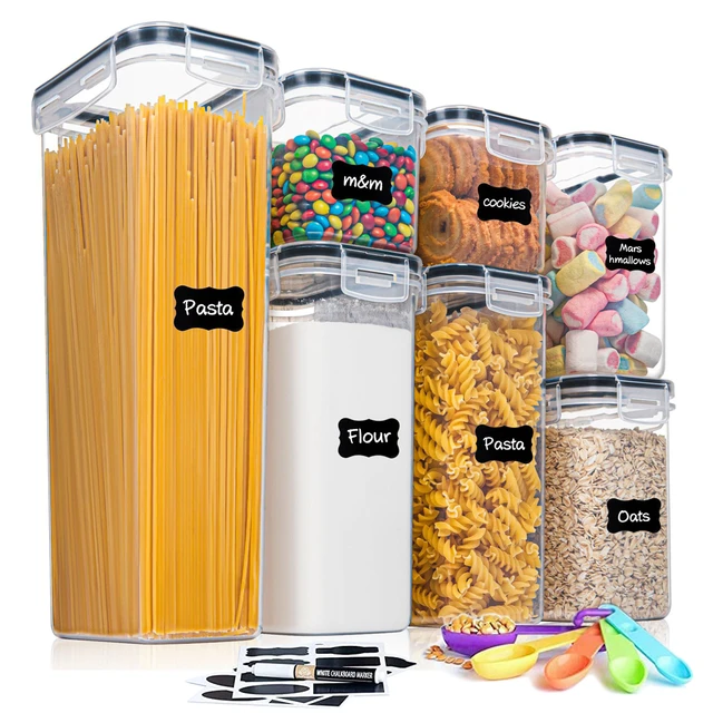 Airtight Food Storage Containers 25-Piece Set, Kitchen & Pantry  Organization, BPA Free Plastic Storage Containers with Lids, for Cereal,  Flour, Sugar, Baking Supplies, Labels & Measuring Cups