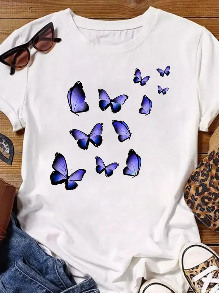 

Butterfly Sweet 90s Cute Fashion Casual Graphic T Shirt Clothing Female Summer Short Sleeve Tee Top Women Print T-shirt