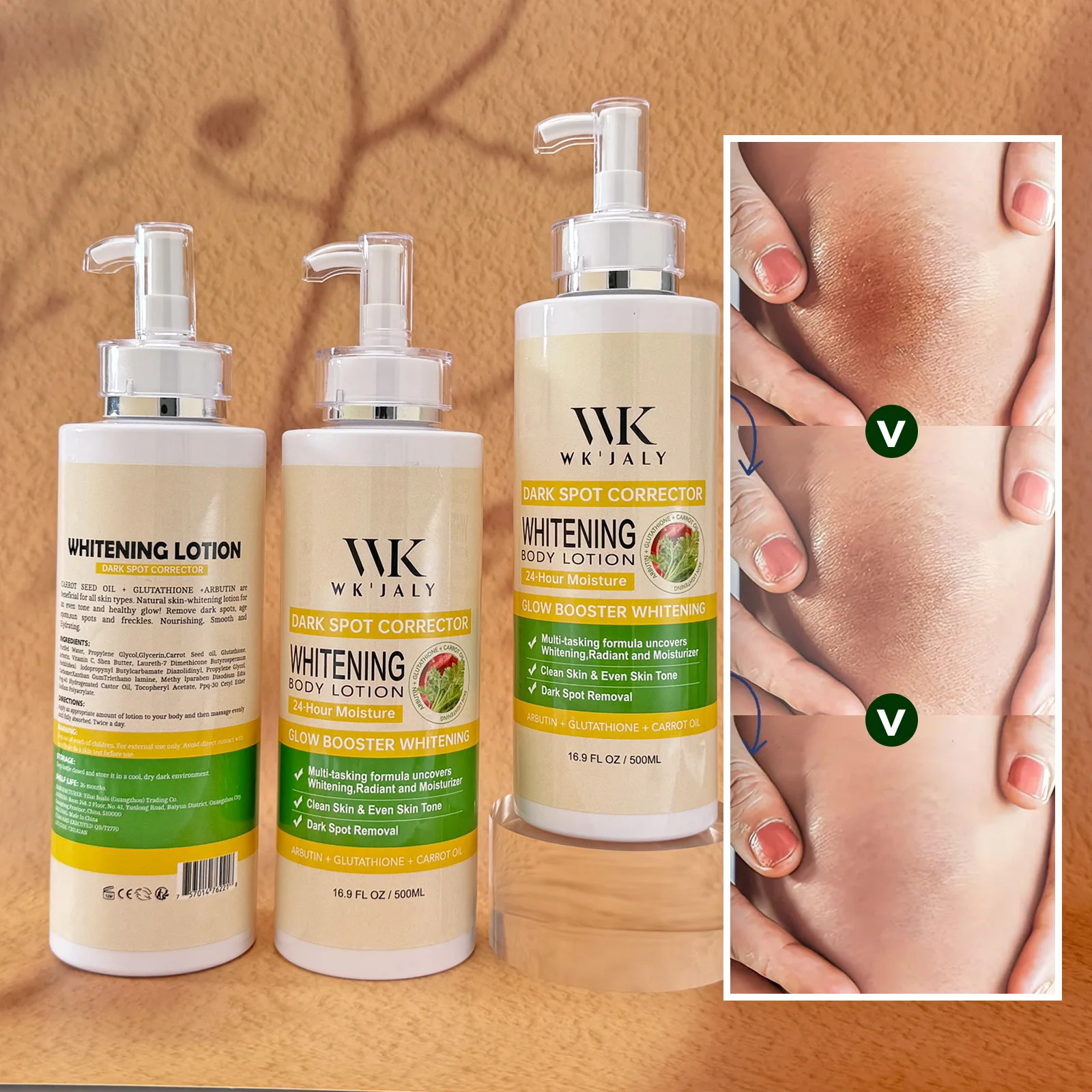 WK JALY Glow Booster Whitening Body Lotion, With Glutathione, Remove Dark Spots, Melanin, Even Skin Tone Cream for All Skin Type