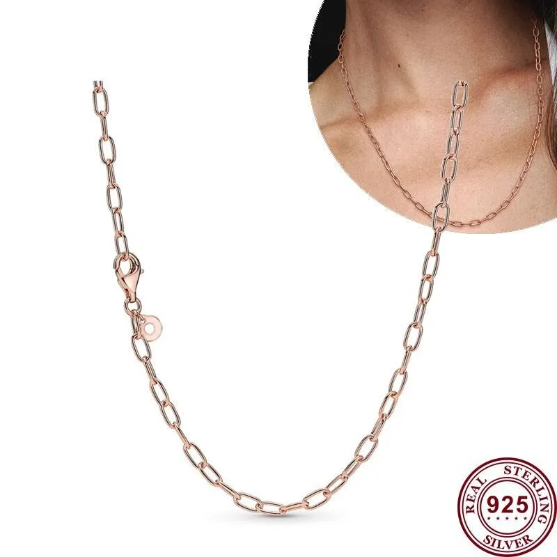 Hot Selling 925 Sterling Silver Exquisite Me Series Pearl Original Women's Logo Ring Chain Necklace Engagement DIY Charm Jewelry