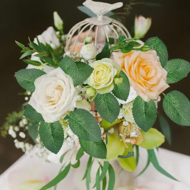 50/100pcs Artificial Plant Rose Leaves Christmas Home Outdoor UV protection Garden Wall Wedding Bridal Bouquet Diy Decorative 2