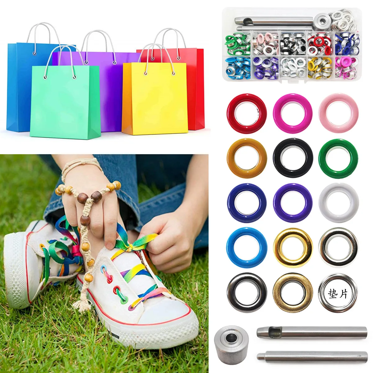 300/500 Sets 5mm Multi-Color Metal Eyelets Grommets Kit Installation tools Leather Canvas Shoes Belts Bags Crafts
