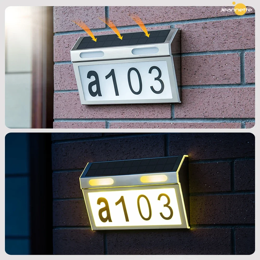 Solar Outdoor Door Panel Led Lamp Outdoor House Number Solar Lights Door Panel  Motion Sensor Lights Plane Waterproof DIY Lights