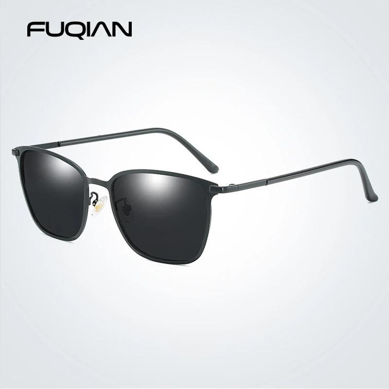 남성용 클래식 사각 편광 선글라스, 럭셔리 금속 직사각형 선글라스, 빈티지 야간 투시경, 운전 쉐이드 UV400
