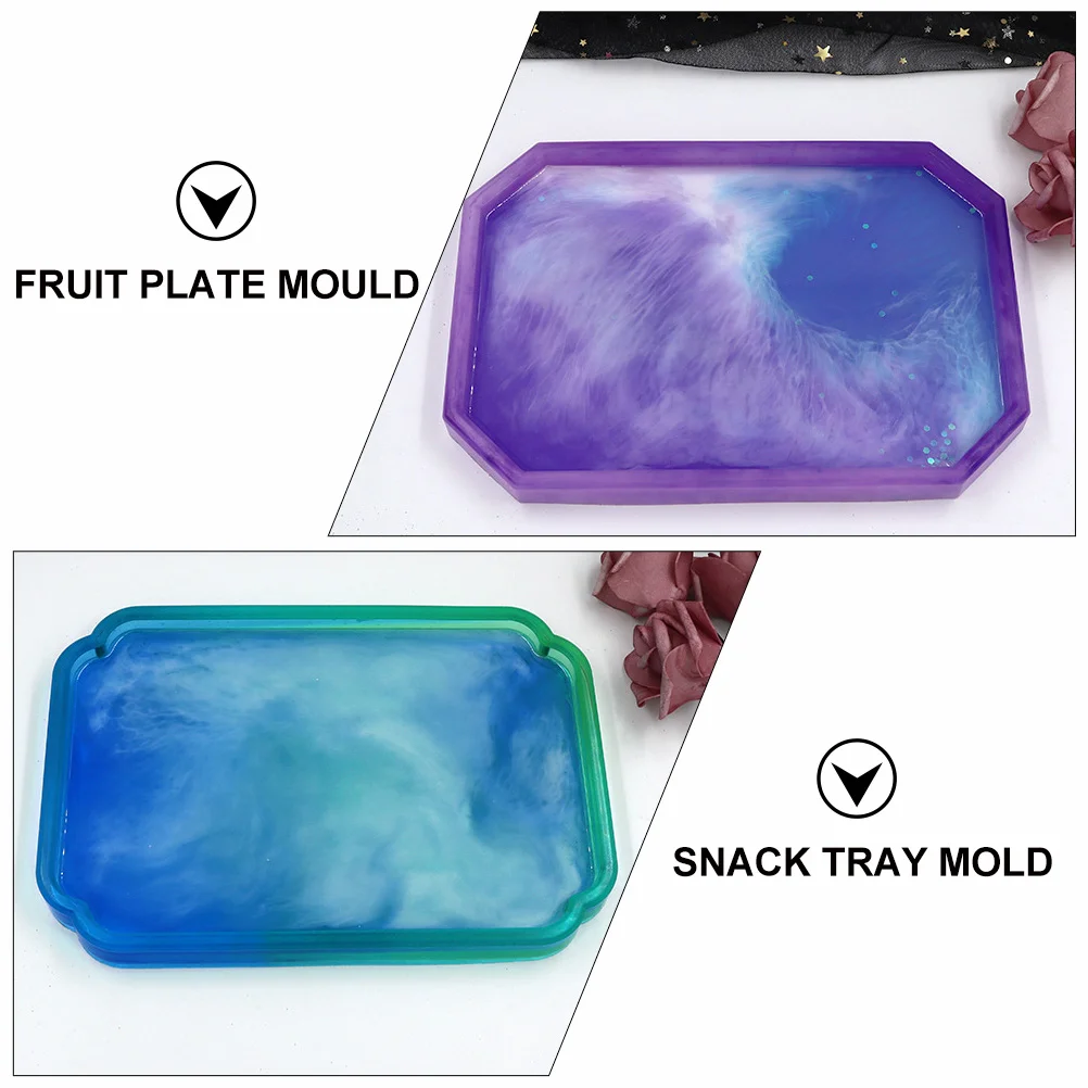 2 Pcs Tray Fruit Plate Mold Dish Casting Mold Epoxy Casting Molds Casting Silica Gel Resin Octagonal