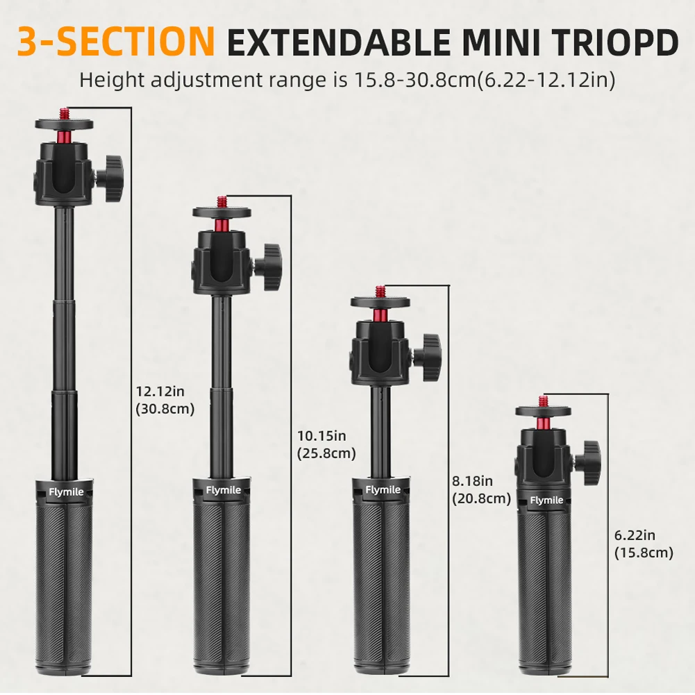 Extension Rod Pole Bar with 1/4inch Thread Extension Rod Tripod Extending Selfie Stick Rod Bar for Gopro/Action/Insta360/Pocket