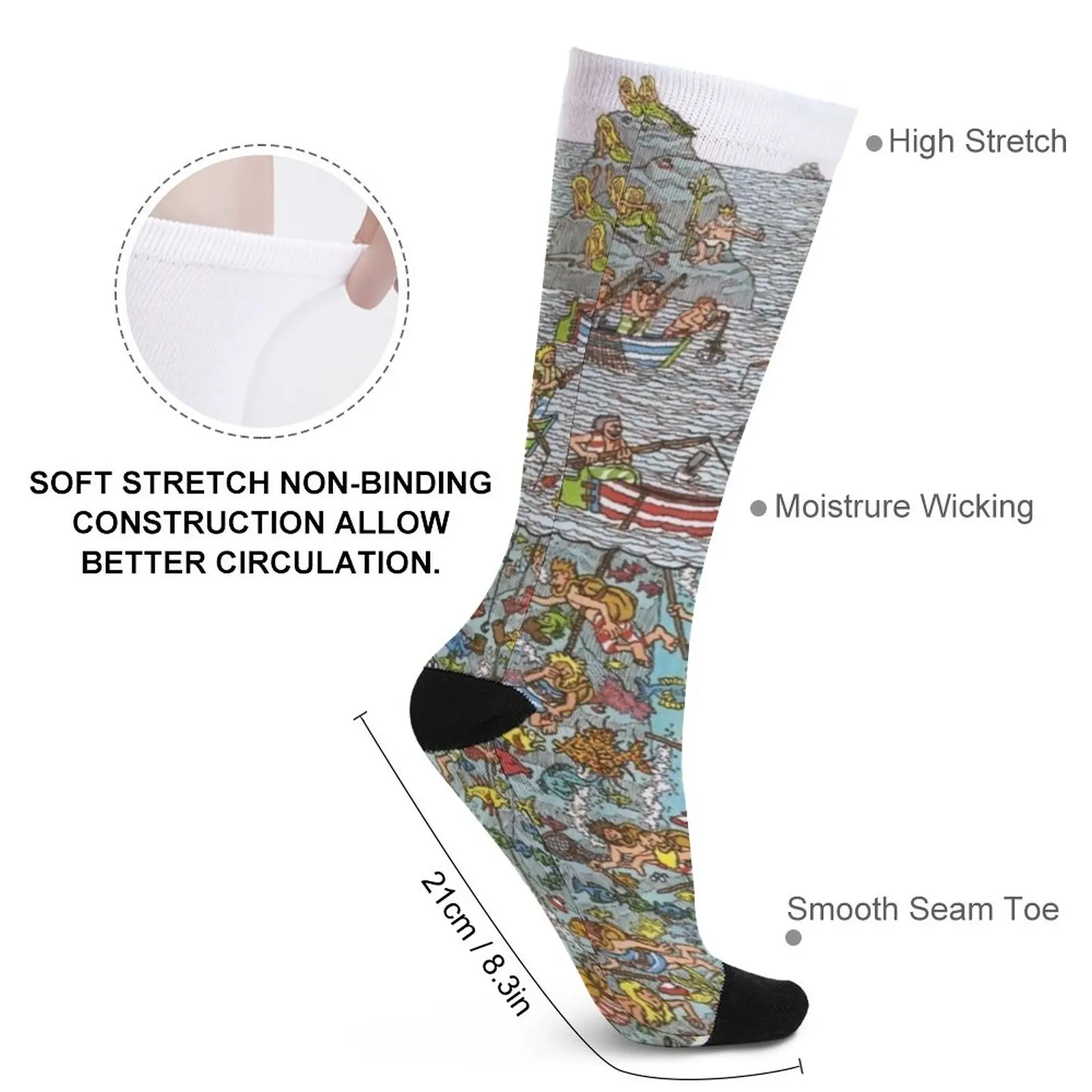 Wheres Waldo Underwater Scene Socks Funny socks man gift for men Women's socks