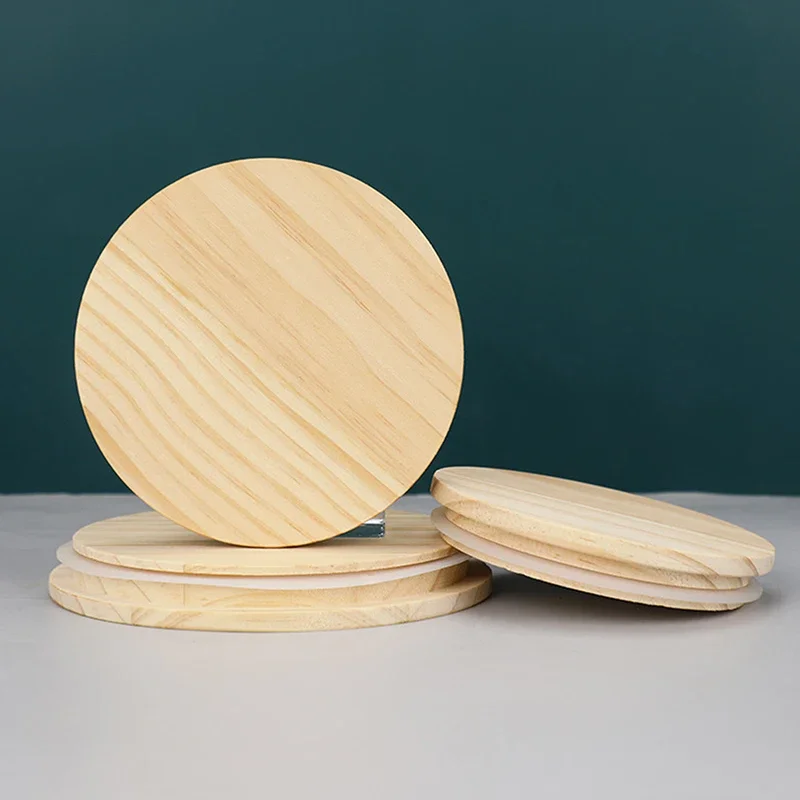 Wooden Lids Silica Gel Circle Seal Up Cover Pine Wood Cover Flower Wood Seal Up Cani Storage Jar Handmade Candle Cup Lid-wooden candle lids