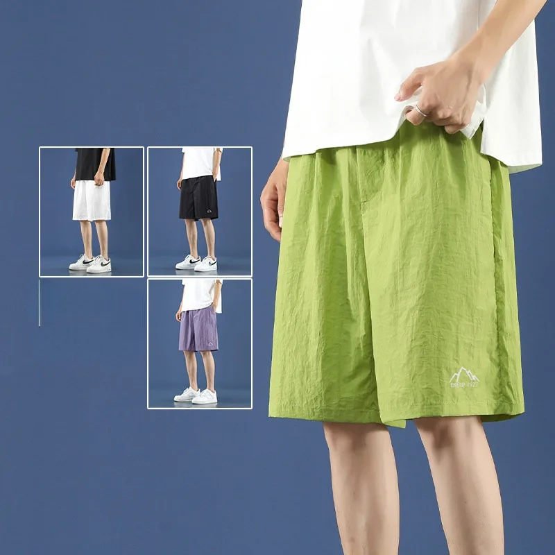 2024 Summer Shorts, Men's Clothing Embroidered Shorts, Loose Hawaiian Beach Pants,  Quick Drying Capris, Running Shorts