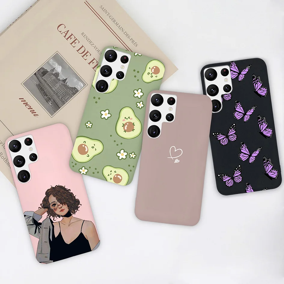 Per Samsung S22 Custodia In Silicone Ultra Morbida Fashion Heart Sunflower Daisy Avocado Per Samsung Galaxy S 22 Ultra Funda Capa
