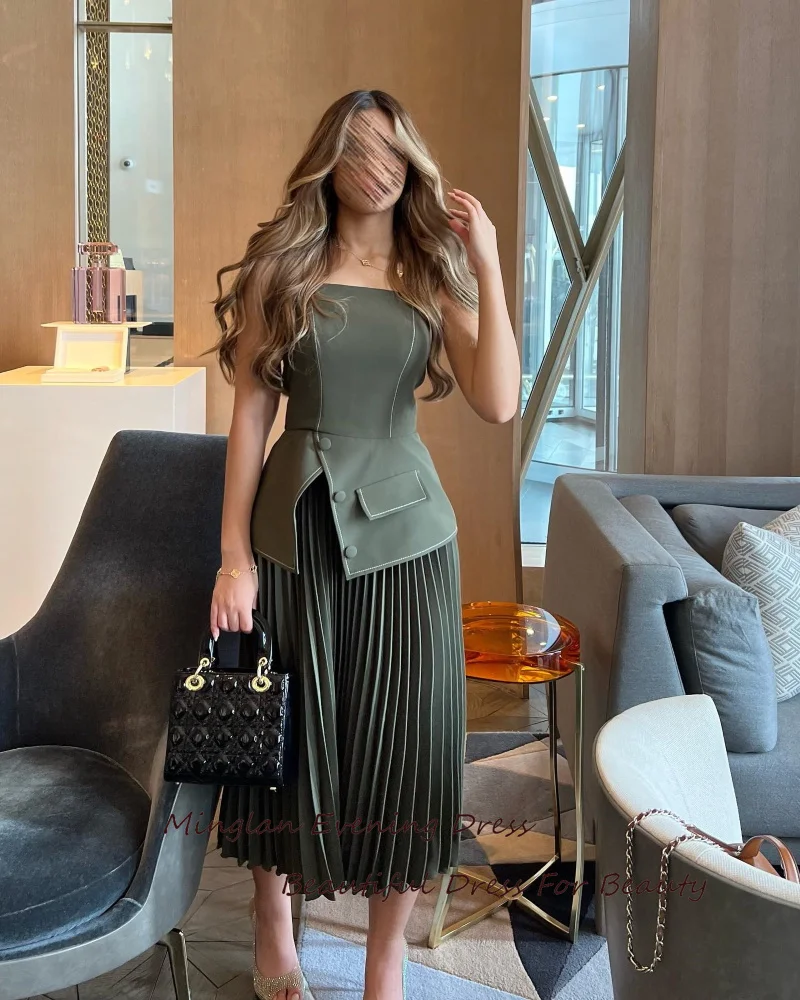 

MINGLAN Simple A-Line Evening Dress Elegant Pleat Strapless Short Formal Homecoming Party Prom Gown For Lovely Woman 2024